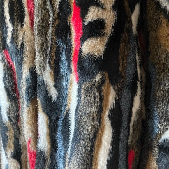 Zara Faux Fur Multicolor Longline sz M - Picture 5 of 7
